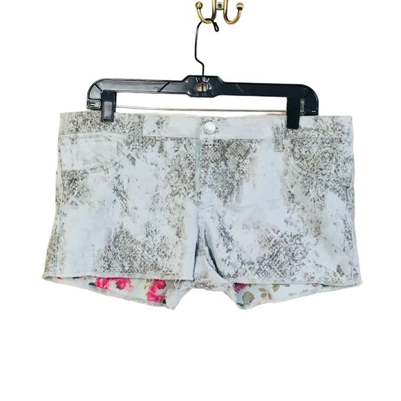 Flip Side Reversible Jean Shorts Snake Skin & Floral 2 in 1 Large - Waist 34.5" - Picture 3 of 4